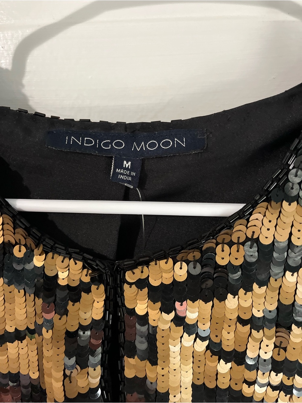 Vintage Indigo Moon Gold & Black Sequin Leopard-Print Top, size M - Picture 2 of 7